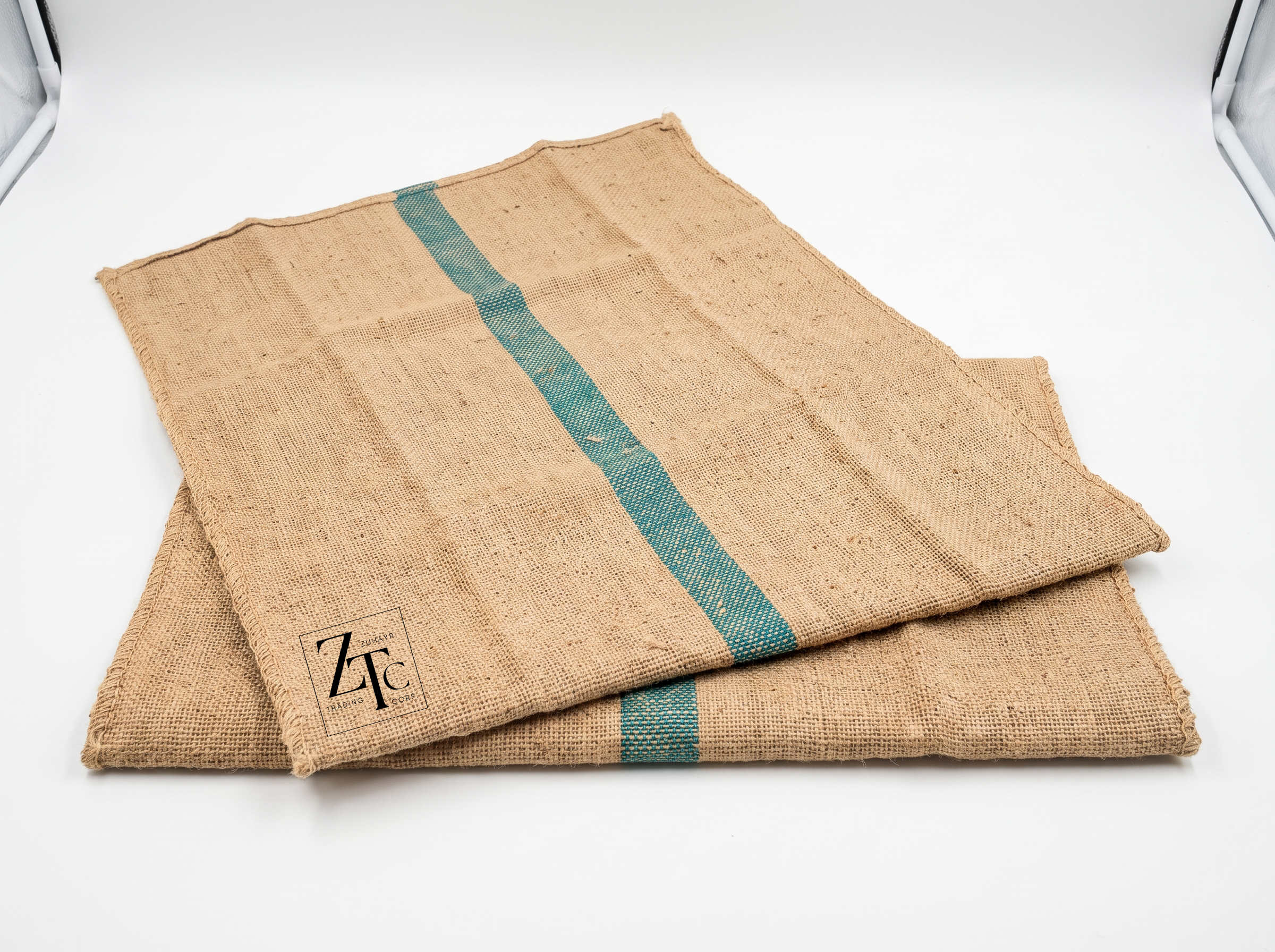 Twill Jute Sack 43 x 29 inch - 100 kg (Green Stripe)